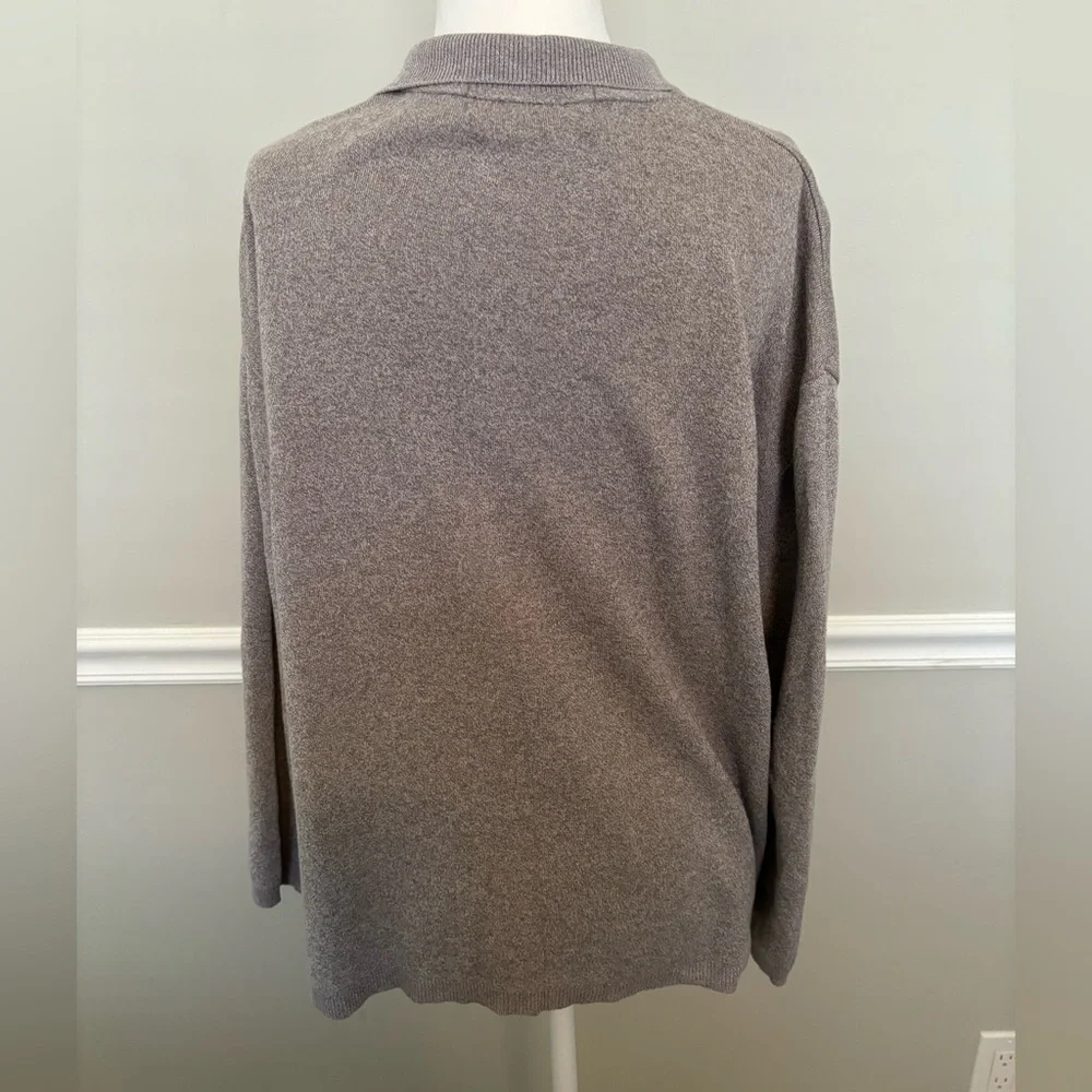 SAKS FIFTH AVENUE Petite Gray Cotton Zip-Up - Picture 4 of 5